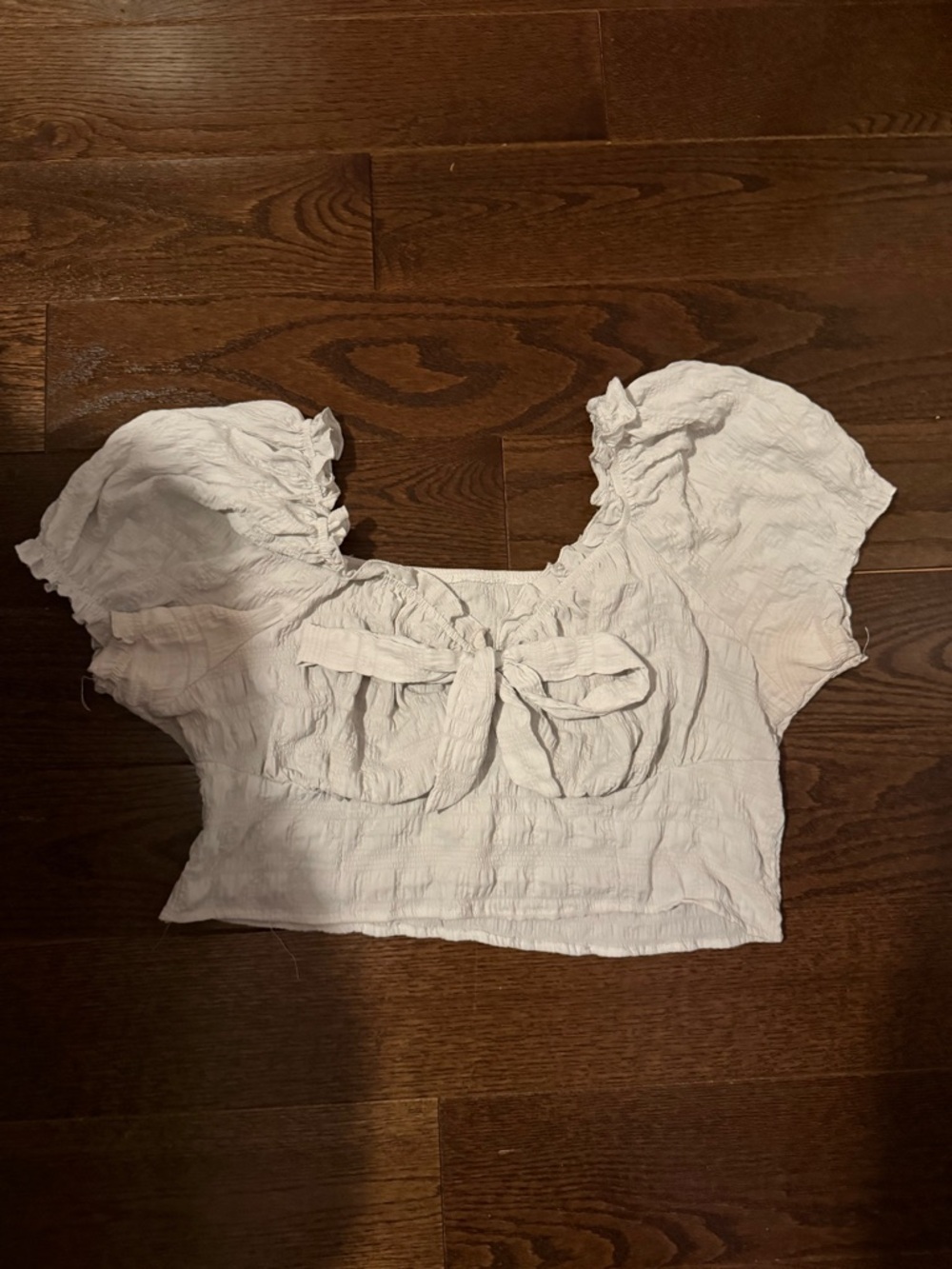 Puff-Sleeve Tie-Front Crop Top